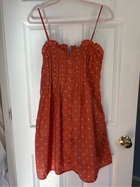 Madewell Rust Orange Polka Dot Sundress 100% Cotton